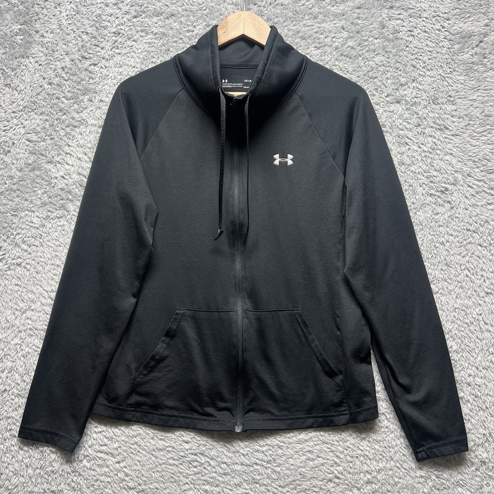 Under Armour Jacket Womens Large Black Lightweight Tech Track Heat‎ Gear